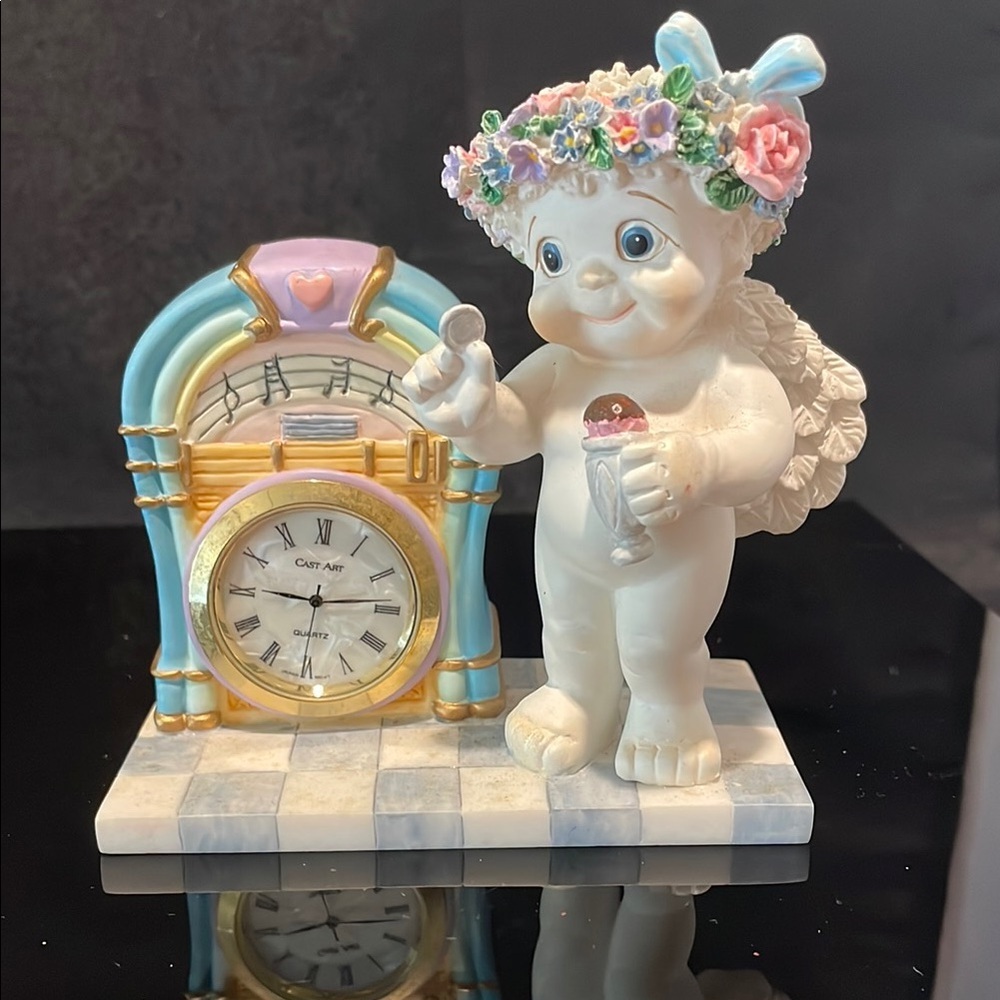 Dreamsicles Vintage Jukebox Clock Cherub Figurine 1999
